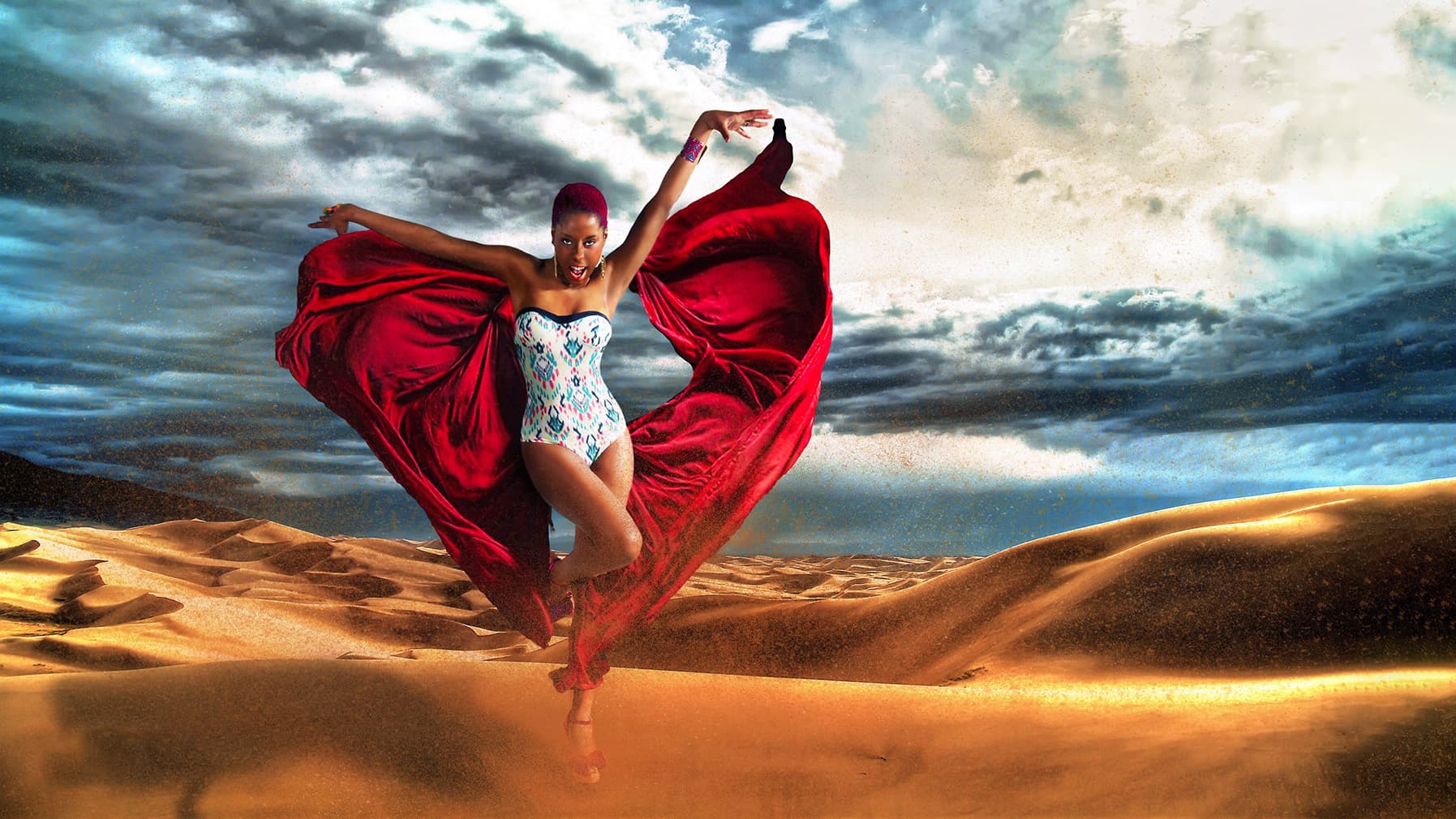 Brand Expression campaign portrait in a dramatic ocean landscape
