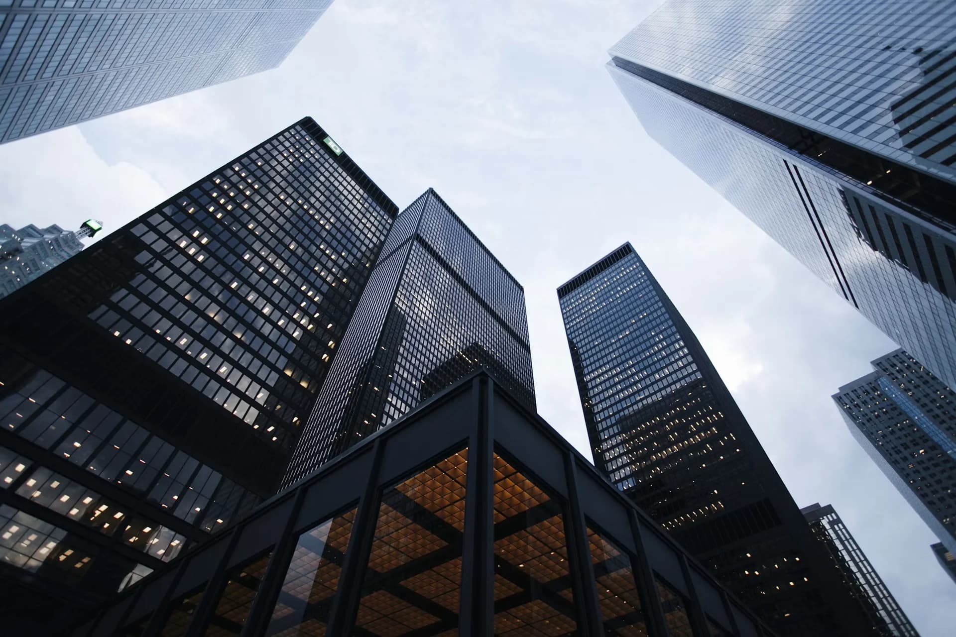 Glass office towers used in the Fernley Hill digital experience