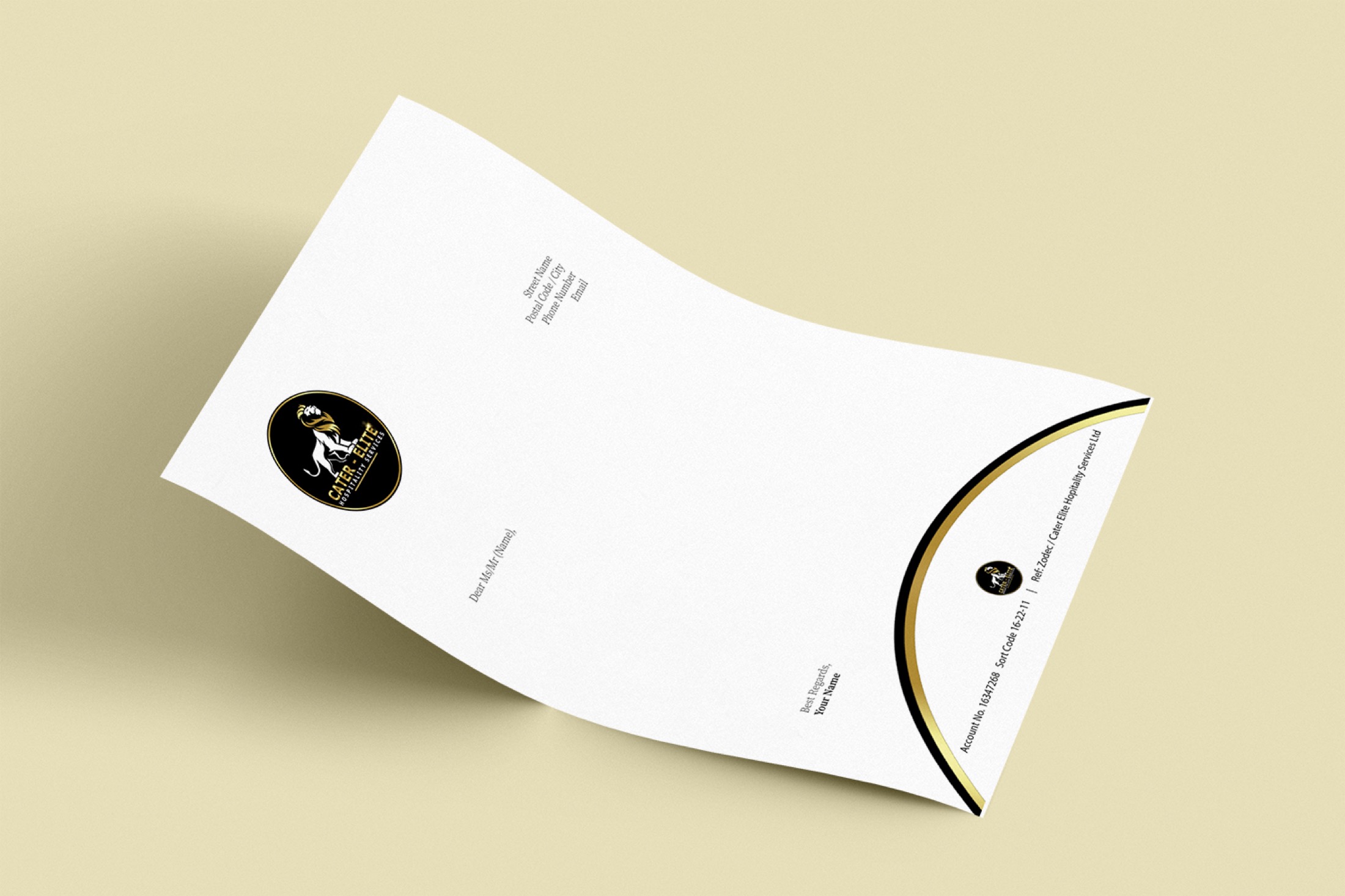 Cater Elite letterhead design