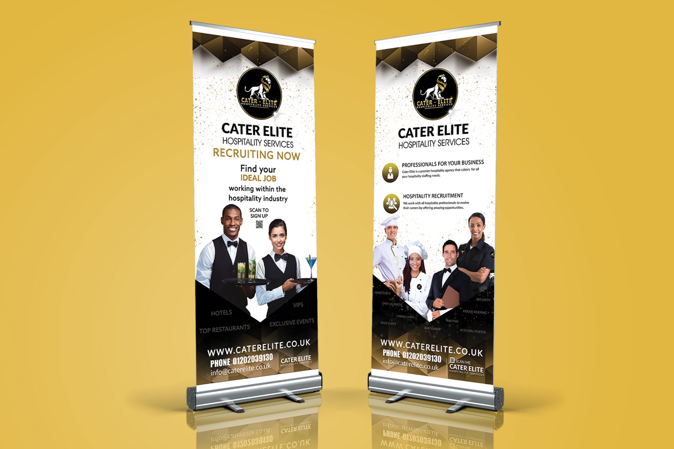 Cater Elite hospitality recruitment display banners