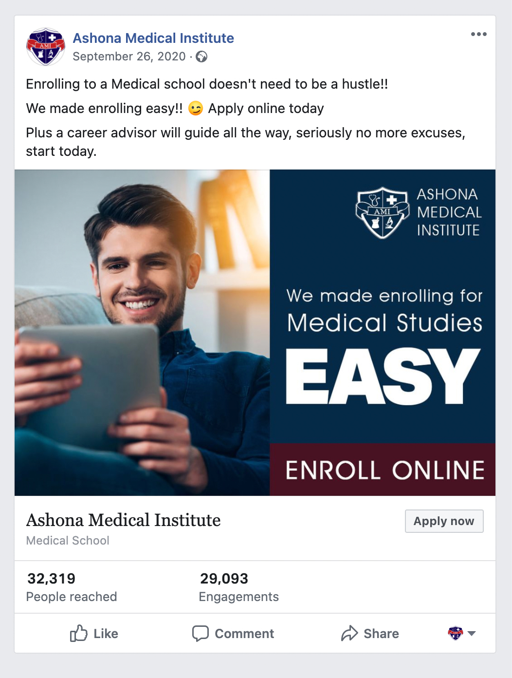 Ashona Medical Institute social campaign results