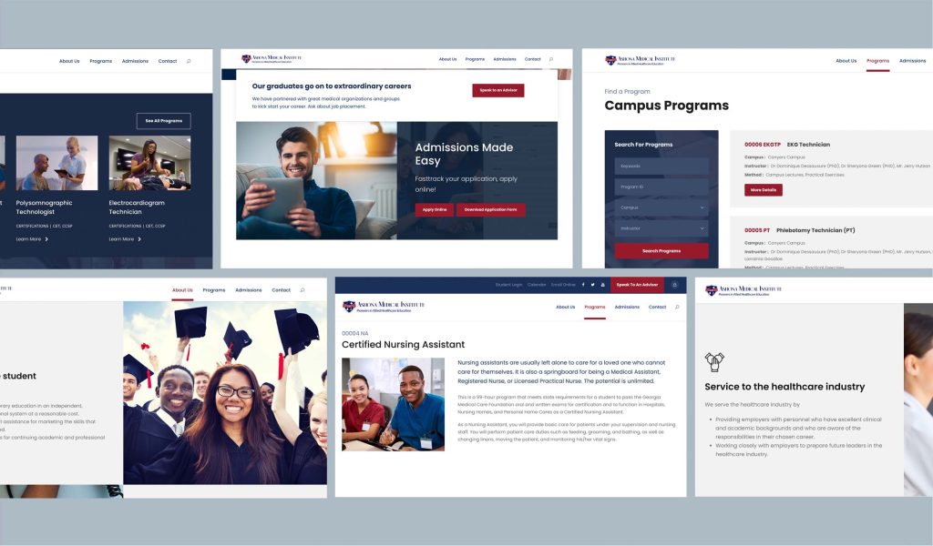 Ashona Medical Institute website screens